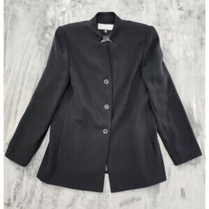 Travis Ayers TZ 3 Button Blazer Jacket Size 8P Black Office Career Preppy Formal